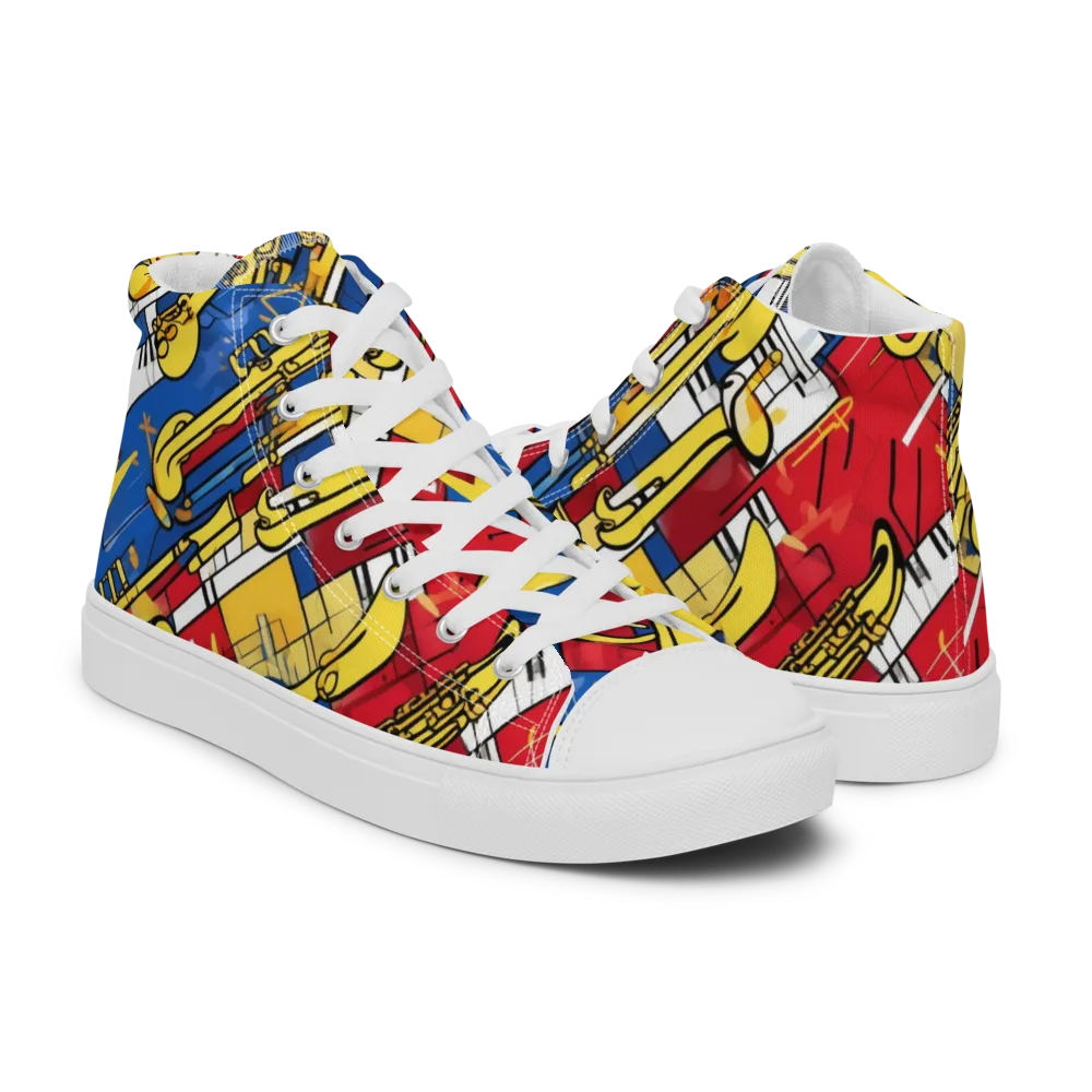 Sonic Geometry on Men's High Top Canvas Shoes — Right