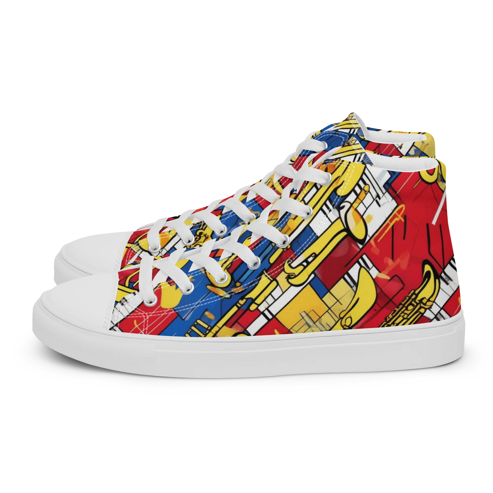 Sonic Geometry on Women's High Top Canvas Shoes — Left