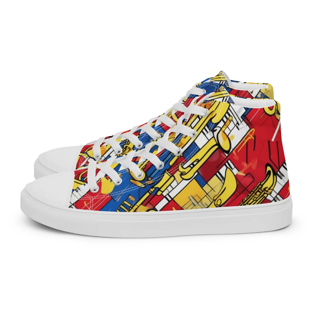 Sonic Geometry on Women's High Top Canvas Shoes — Left