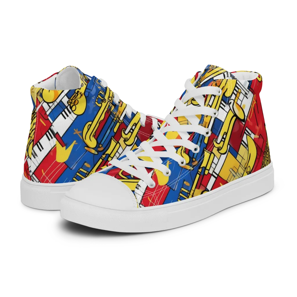 Sonic Geometry on Women's High Top Canvas Shoes — Left