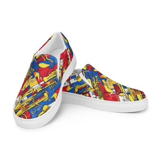 Sonic Geometry on a Men's Slip-On Canvas Shoes