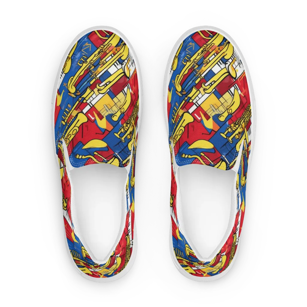 Sonic Geometry on Women's Slip-On Canvas Shoes — Front