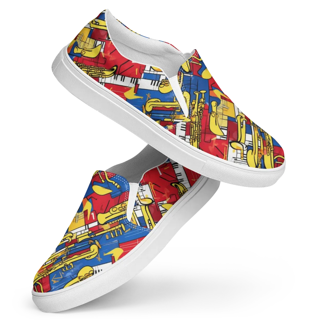 Sonic Geometry on Women's Slip-On Canvas Shoes — Front