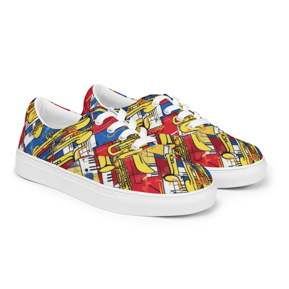 Sonic Geometry on Men's Lace-Up Canvas Shoes — Right Front