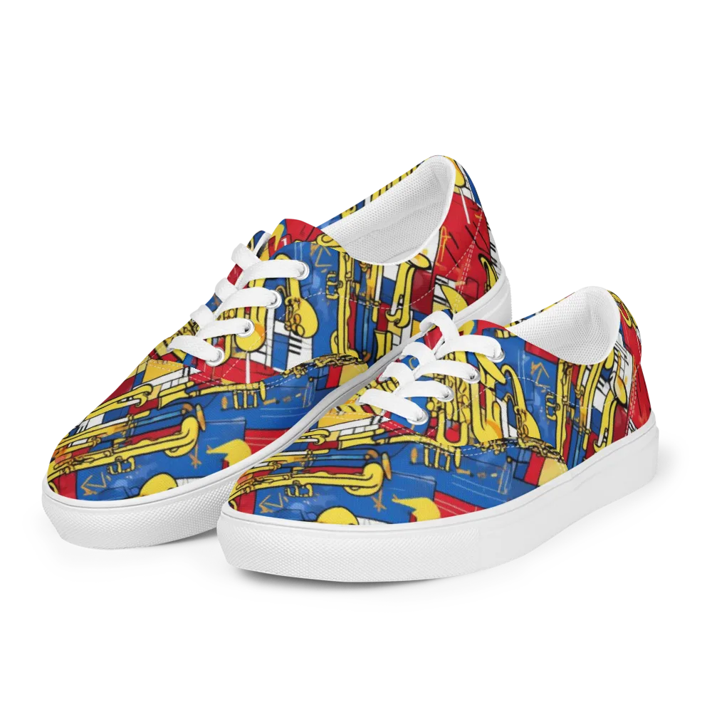 Sonic Geometry on Men's Lace-Up Canvas Shoes — Left Front