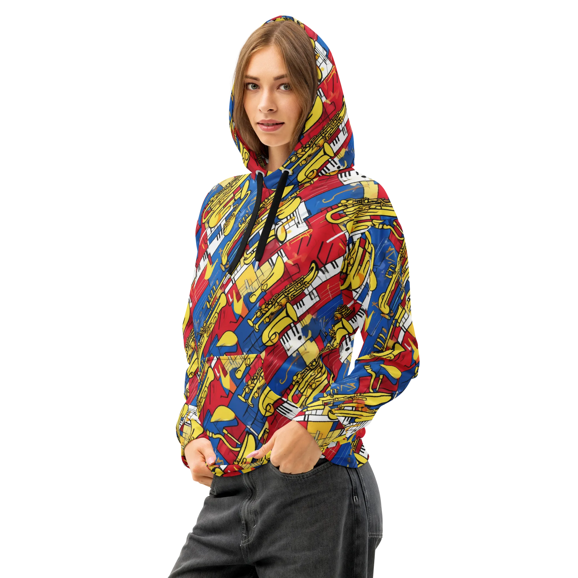 Sonic Geometry on Cotton Hoodie — Left Front