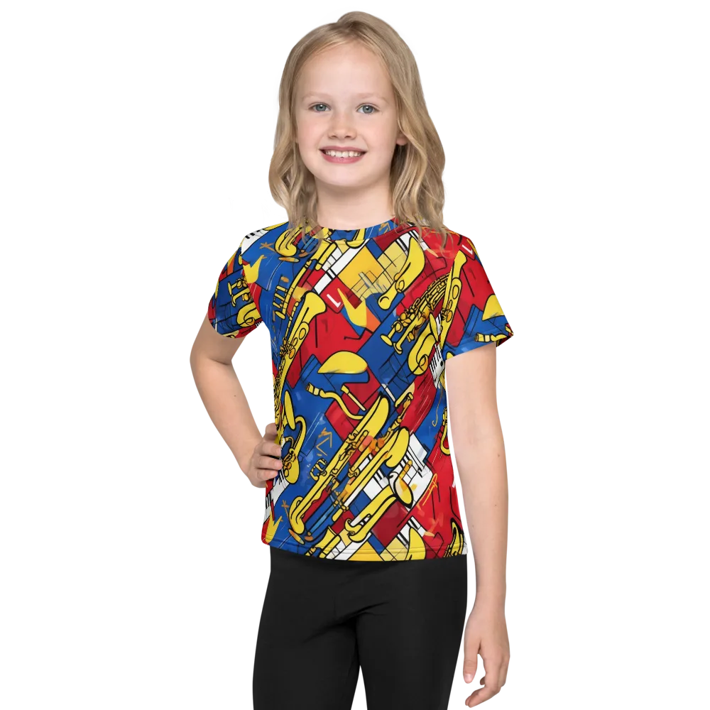 Sonic Geometry on Kids Crew Neck T-Shirt — Front