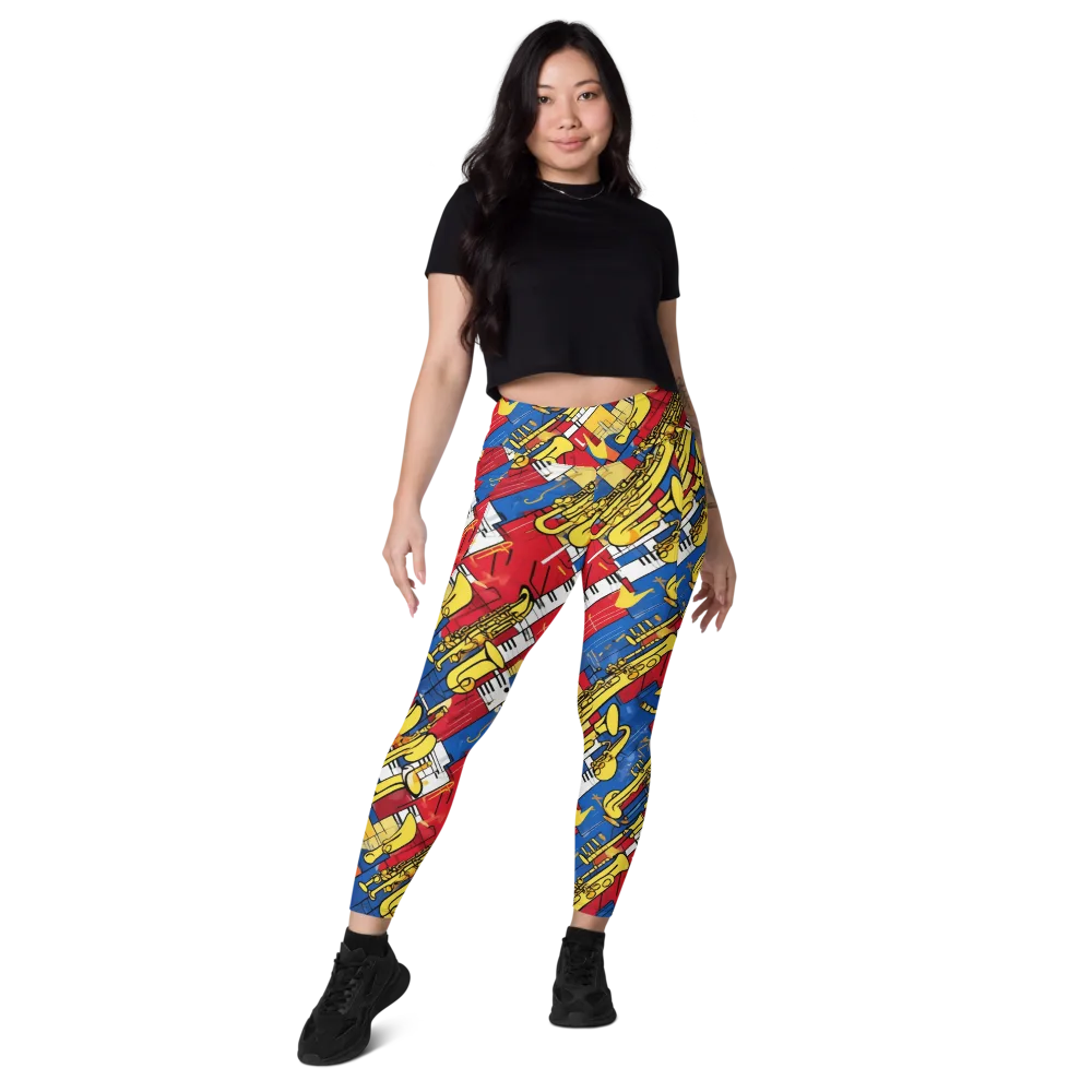 Sonic Geometry on Leggings with Pockets — Front