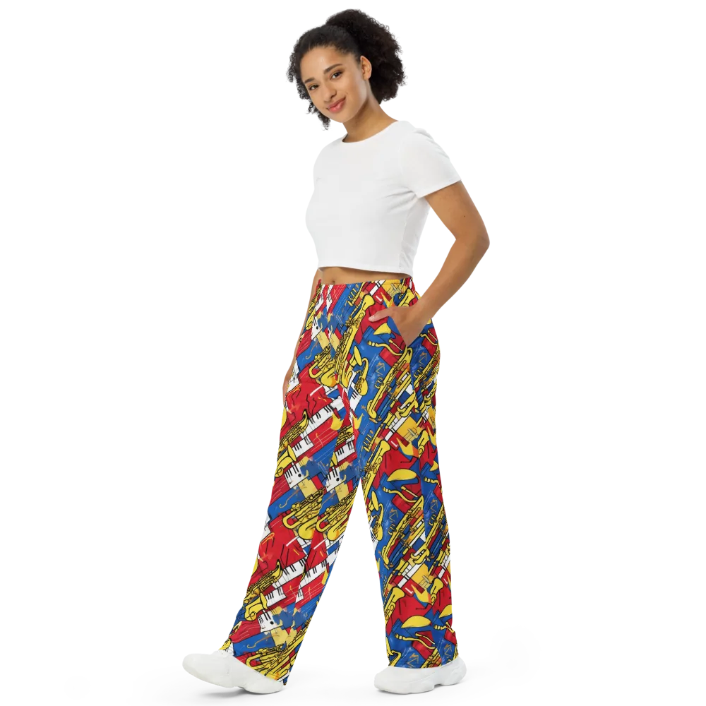 Sonic Geometry on Wide-Leg Pants — Left Front