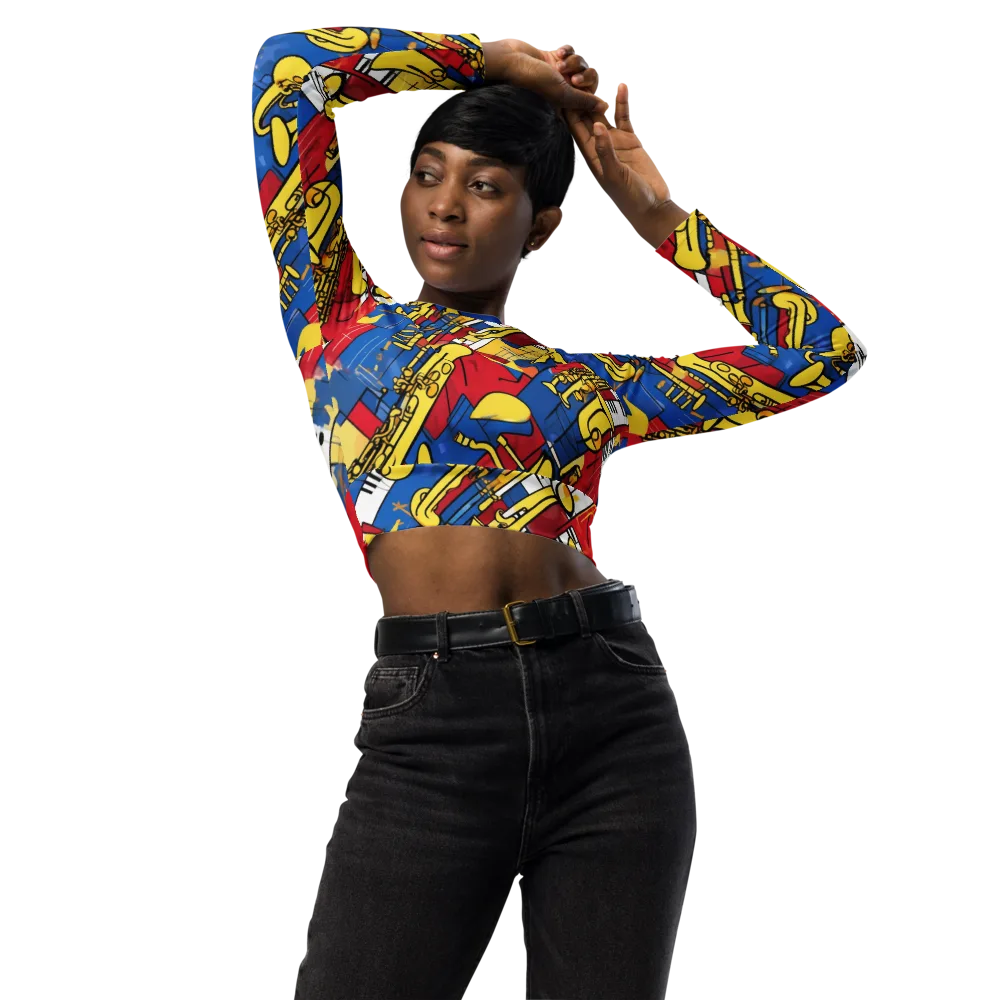 Sonic Geometry on Long Sleeve Crop Top — Front