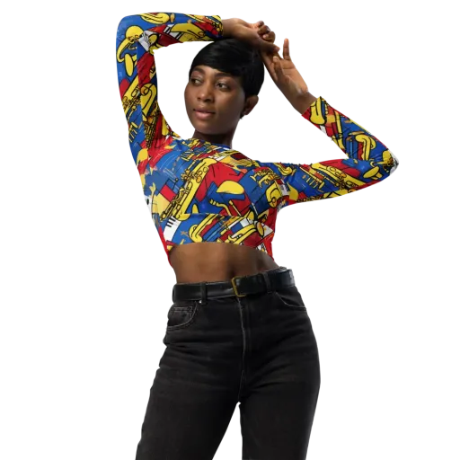 Sonic Geometry on a Long Sleeve Crop Top