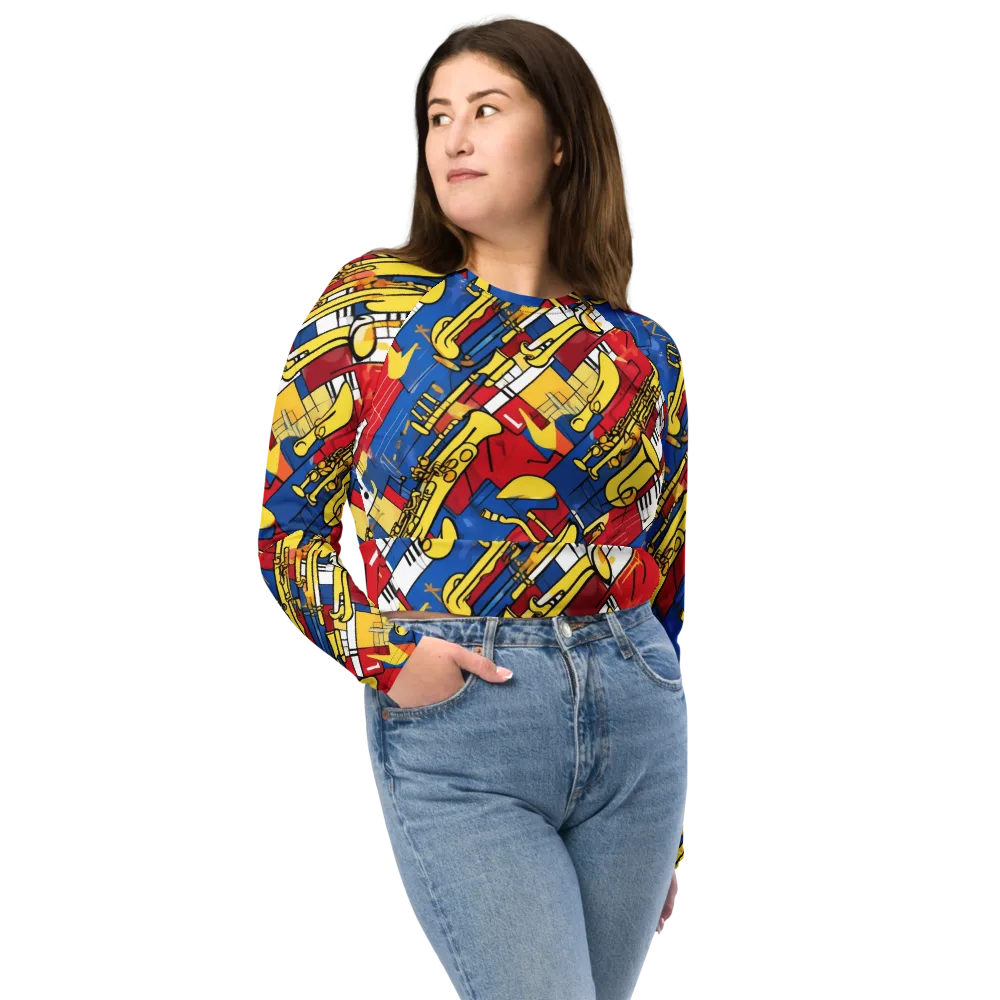 Sonic Geometry on Long Sleeve Crop Top — Front