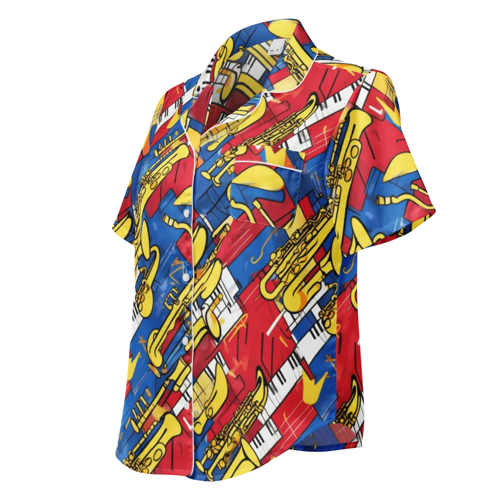 Sonic Geometry on Women's Short Sleeve Pajama Top — Left Front