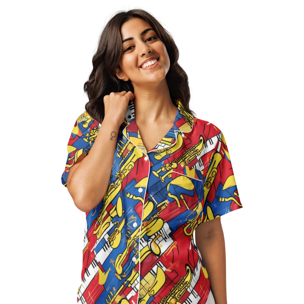 Sonic Geometry on Women's Short Sleeve Pajama Top — Front