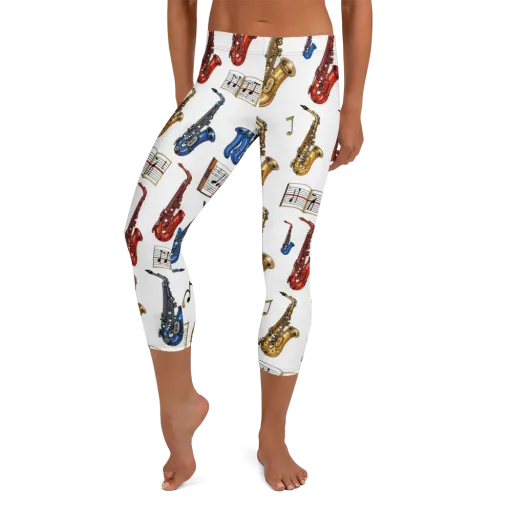 Saxophone Serenade on a Capri Leggings
