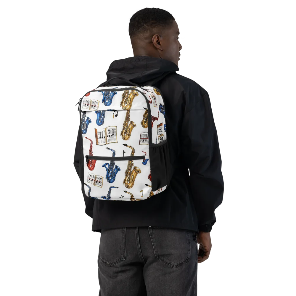 Saxophone Serenade on Utility Backpack — Back