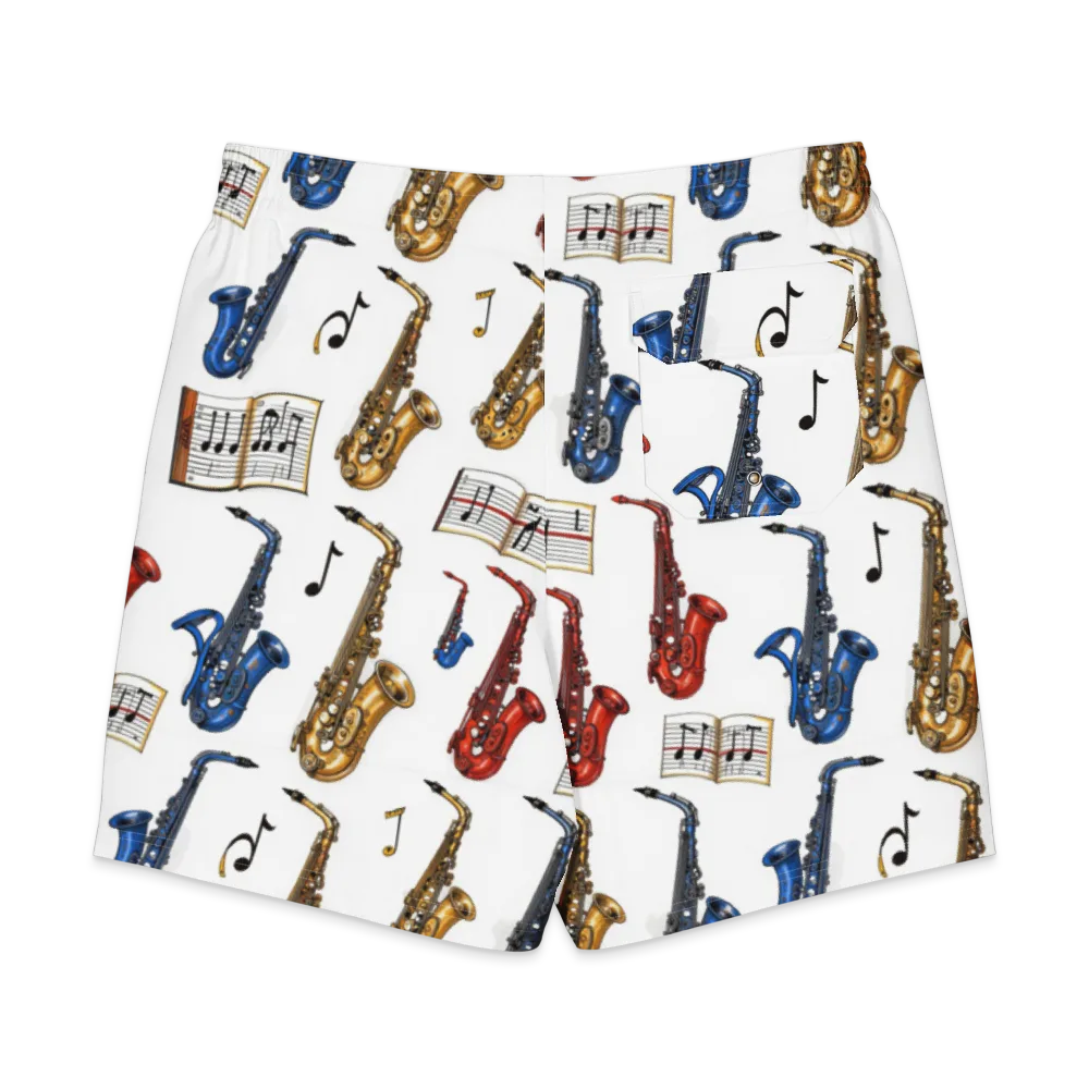 Saxophone Serenade on Men's Board Shorts — Back