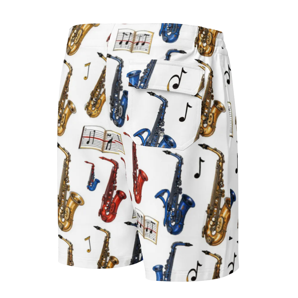 Saxophone Serenade on Men's Board Shorts — Back