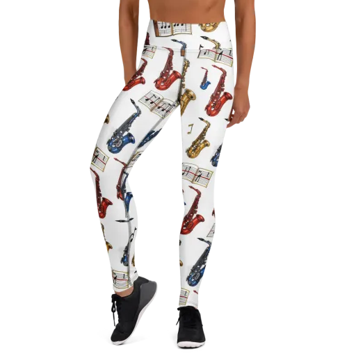 Saxophone Serenade on a Yoga Leggings