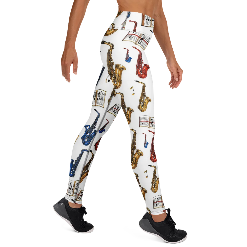 Saxophone Serenade on Yoga Leggings — Right