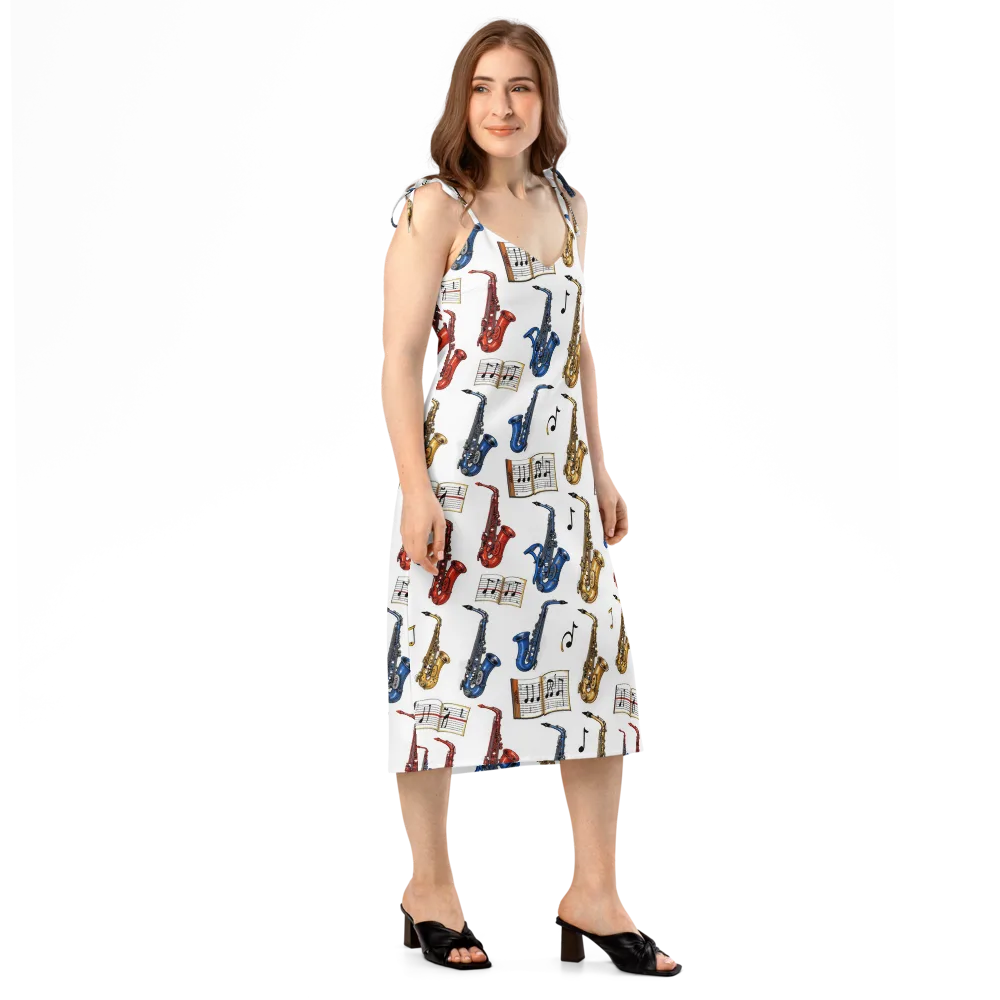 Saxophone Serenade on Slip Dress — Right Front