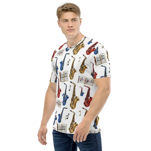 Saxophone Serenade on a Men's Crew Neck T-Shirt