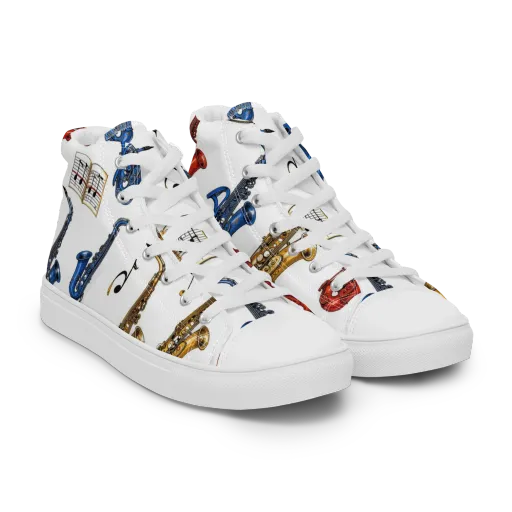 Saxophone Serenade on a Women's High Top Canvas Shoes
