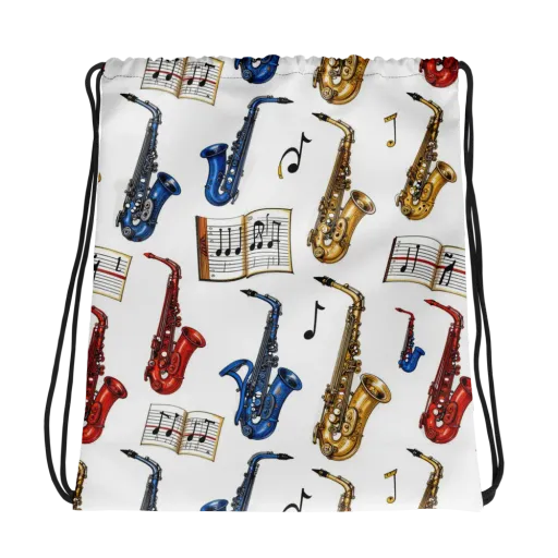 Saxophone Serenade on a Drawstring Bag