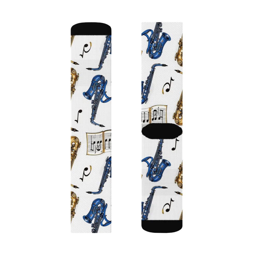 Saxophone Serenade on Socks — Right Sock