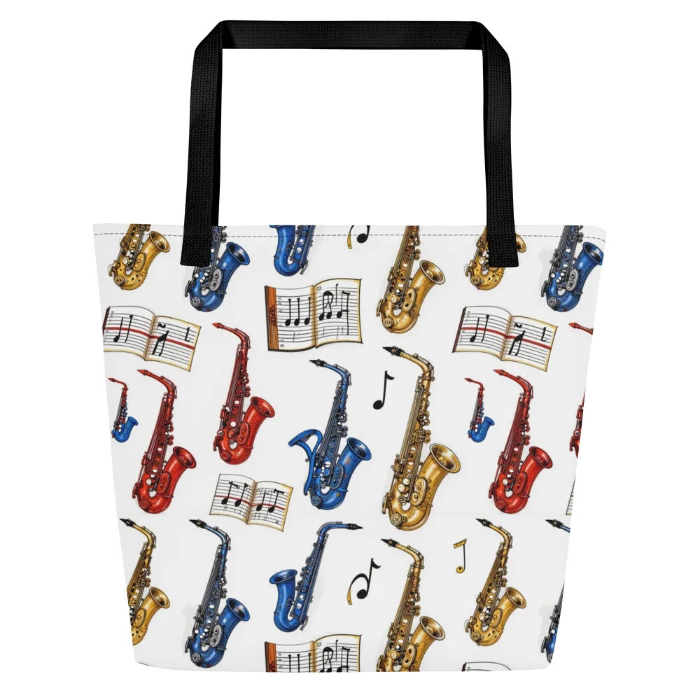 Saxophone Serenade on Large Tote Bag W/ Pocket — Front