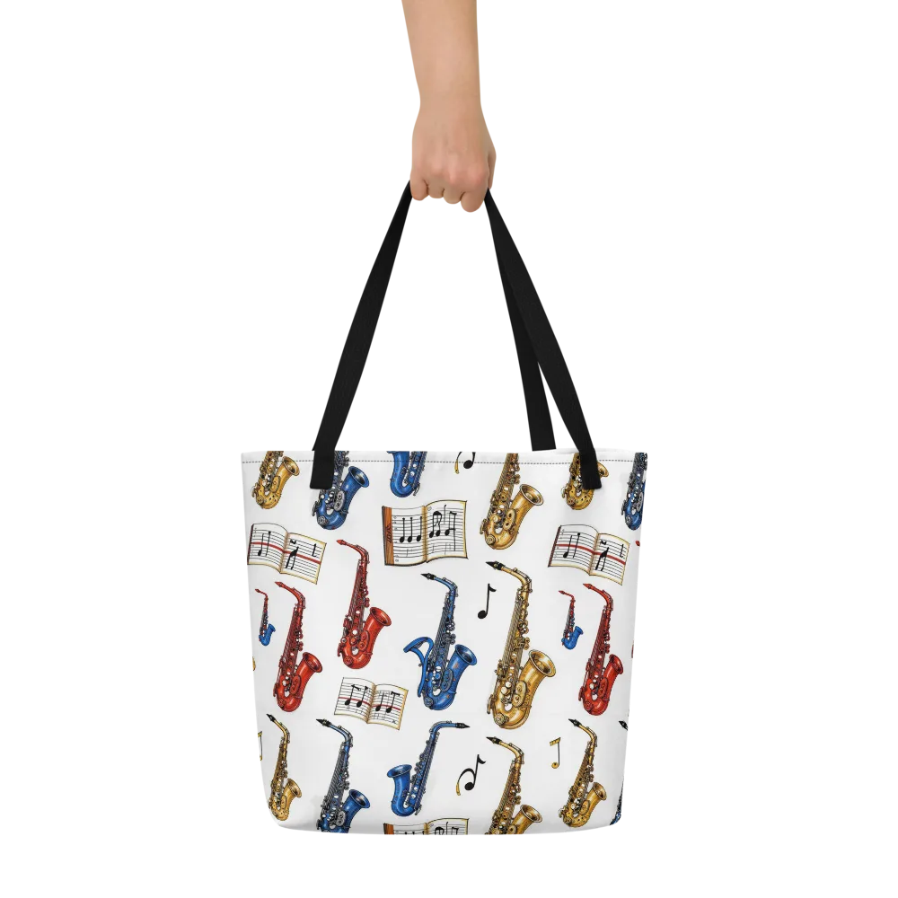 Saxophone Serenade on Large Tote Bag W/ Pocket — Front