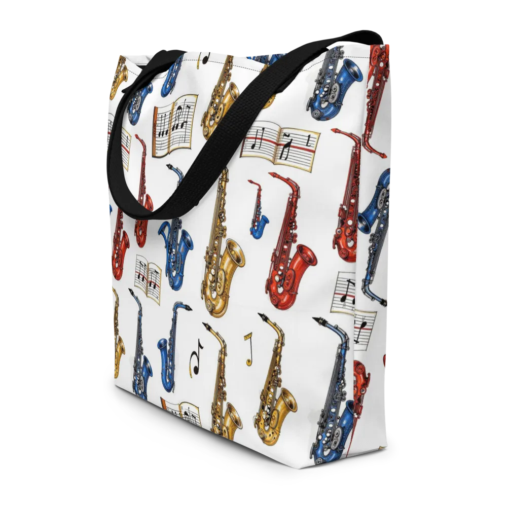 Saxophone Serenade on Large Tote Bag W/ Pocket — Front