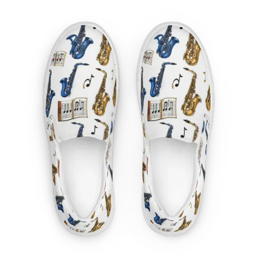 Saxophone Serenade on a Women's Slip-On Canvas Shoes
