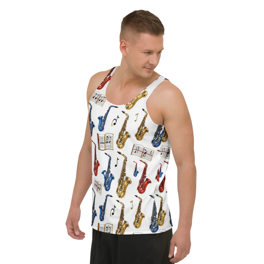 Saxophone Serenade on Men's Tank Top — Left Front