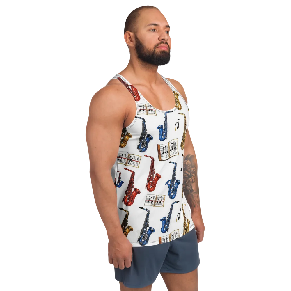 Saxophone Serenade on Men's Tank Top — Right Front