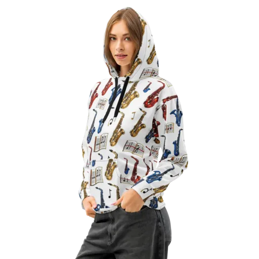 Saxophone Serenade on a Cotton Hoodie