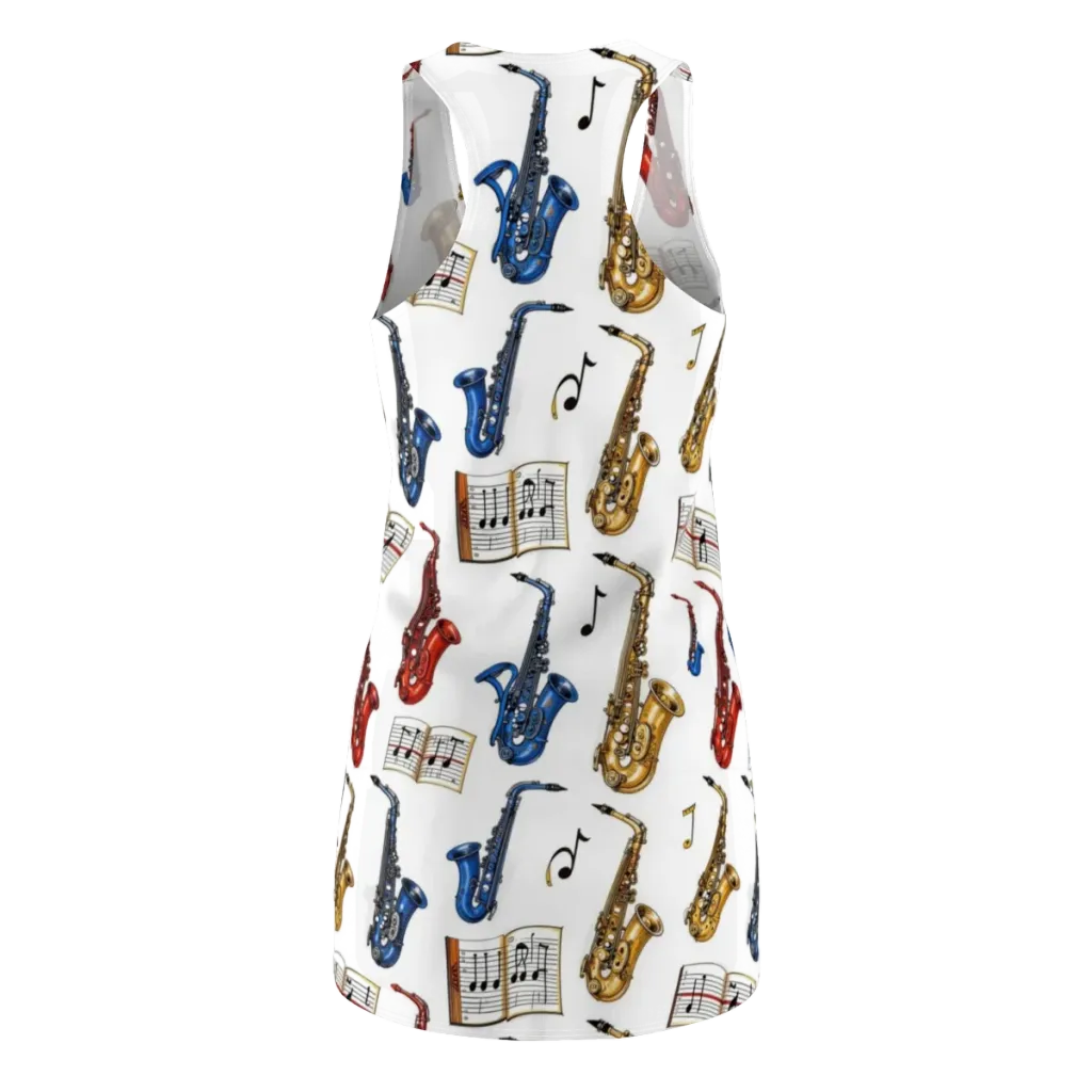 Saxophone Serenade on Racerback Dress — Back