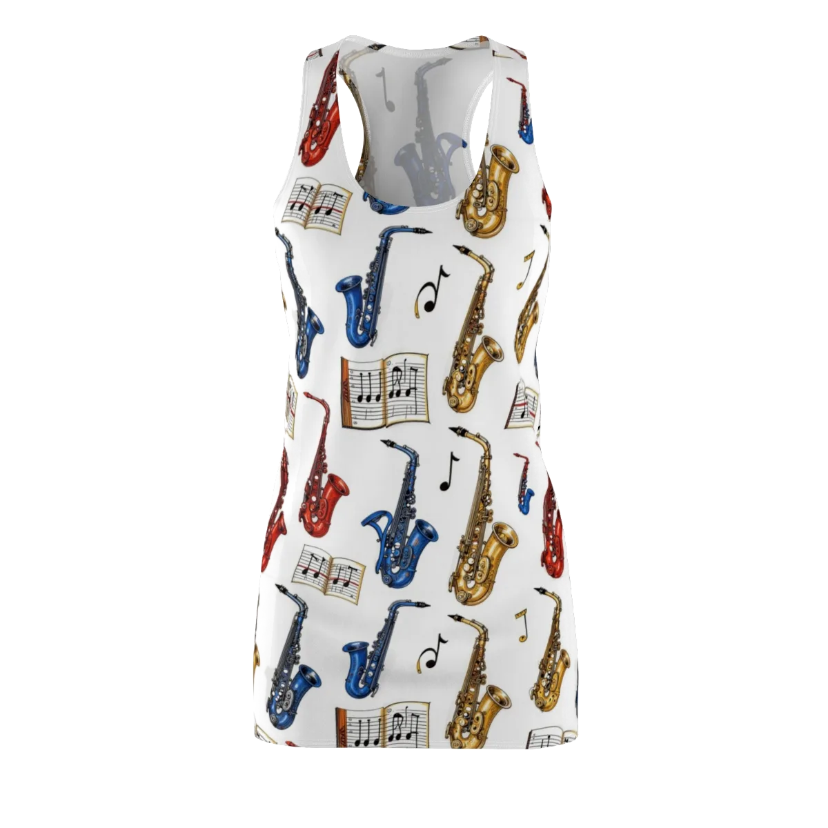Saxophone Serenade on Racerback Dress — Front