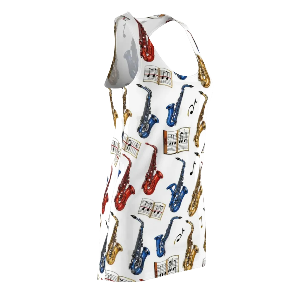 Saxophone Serenade on Racerback Dress — Front Side