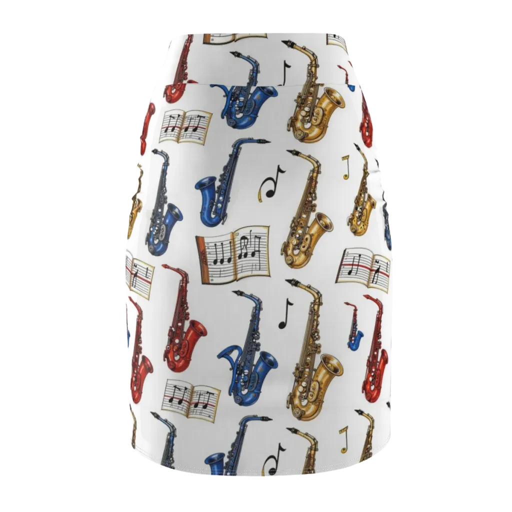Saxophone Serenade on Pencil Skirt — Back