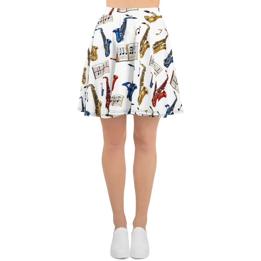 Saxophone Serenade on Skater Skirt — Front