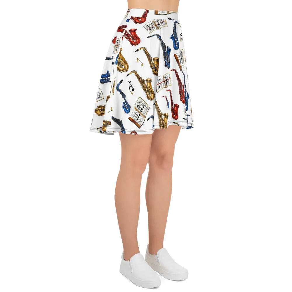 Saxophone Serenade on Skater Skirt — Right