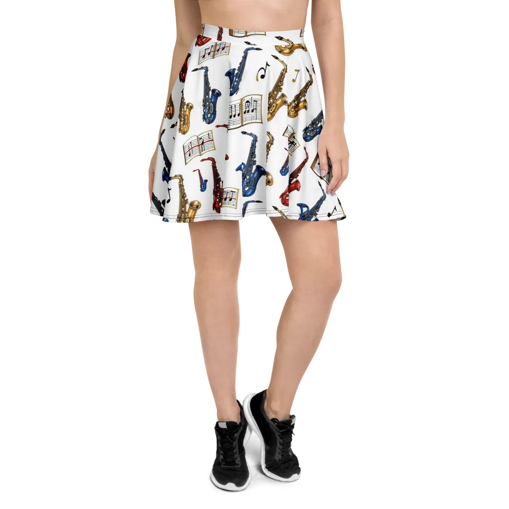 Saxophone Serenade on Skater Skirt — Front