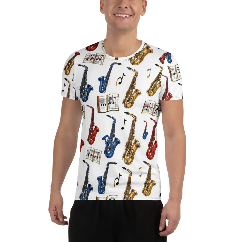 Saxophone Serenade on Men's Athletic T-Shirt — Front