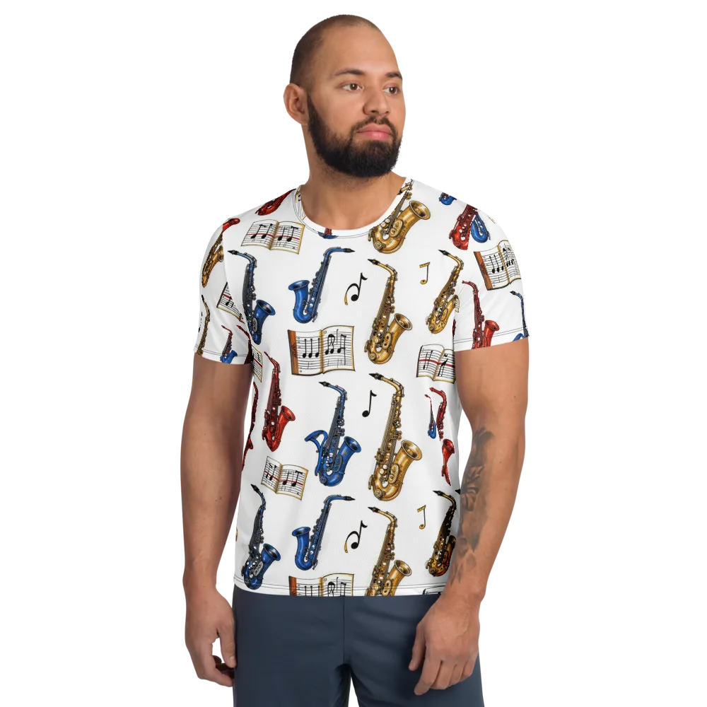 Saxophone Serenade on Men's Athletic T-Shirt — Front