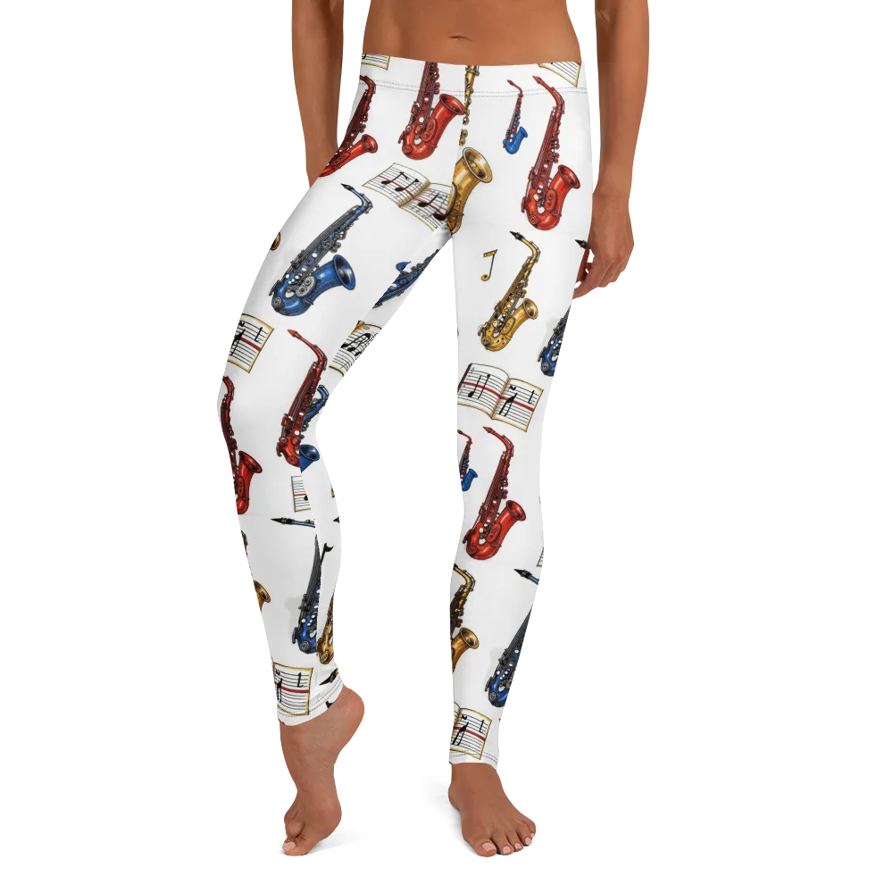 Saxophone Serenade on Leggings — Front