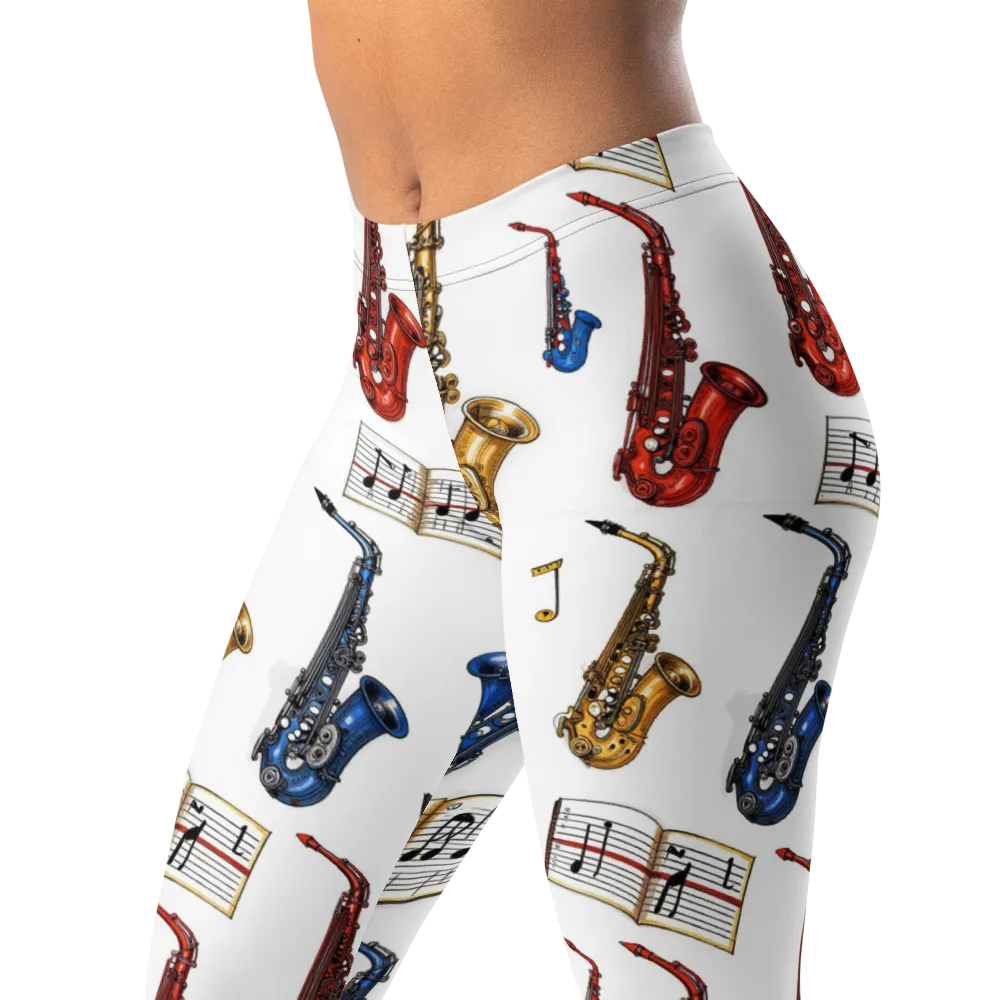 Saxophone Serenade on Leggings — Left Front