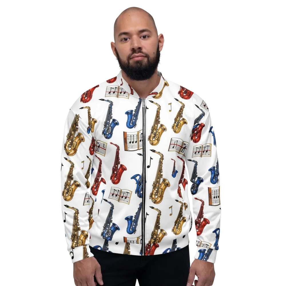 Saxophone Serenade on Bomber Jacket — Front