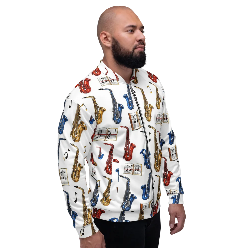 Saxophone Serenade on Bomber Jacket — Right