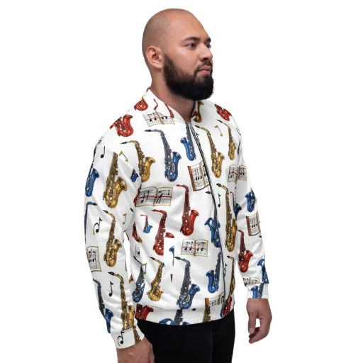 Saxophone Serenade on a Bomber Jacket